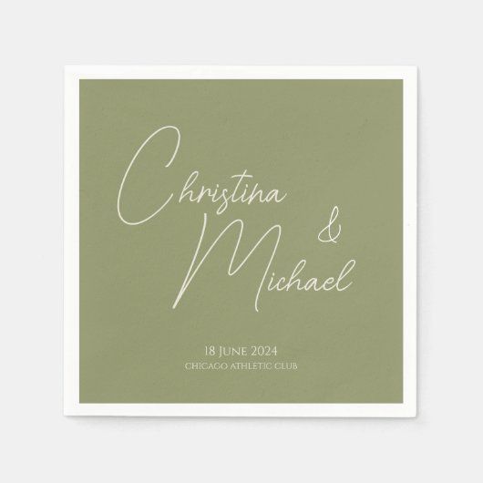 Serviette En Papier Basil ・ Script manuscrit (Devant)