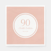 Serviette En Papier Basique rose blanc 90e fête d'anniversaire (Devant)