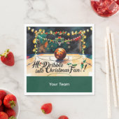 Serviette En Papier Basket bal de Noël thème avec le nom (En situation)