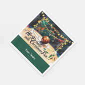 Serviette En Papier Basket bal de Noël thème avec le nom (Coin)