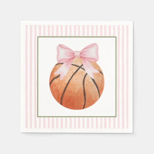 Serviette En Papier Basket-ball à rayure rose 