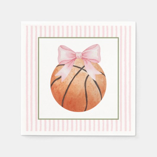Serviette En Papier Basket-ball à rayure rose (Devant)