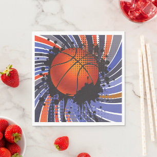 Serviette En Papier Basket-ball Abstrait Urbain Rétro Grunge Sportif