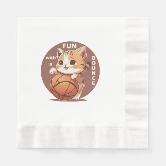 Serviette En Papier basket-ball chat (Devant)