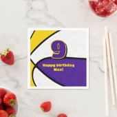 Serviette En Papier basket-ball en or violet filles garçons (En situation)