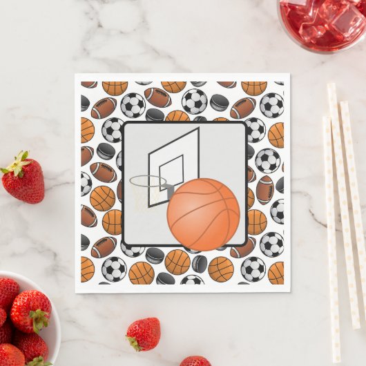 Serviette En Papier Basket-Ball Et Hoop (En situation)