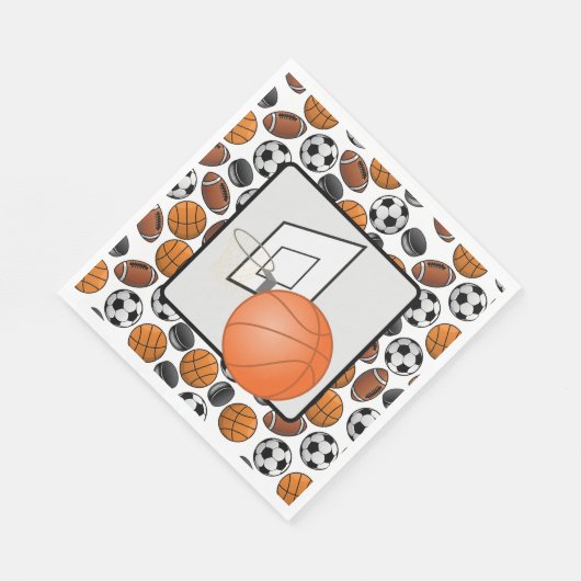 Serviette En Papier Basket-Ball Et Hoop (Coin)