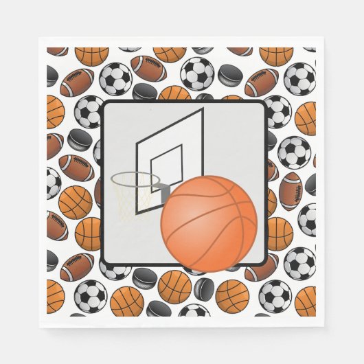 Serviette En Papier Basket-ball Et Panier (Devant)