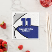 Serviette En Papier basket-ball gris bleu filles garçons (En situation)