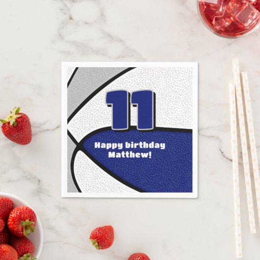 Serviette En Papier basket-ball gris bleu filles garçons (En situation)