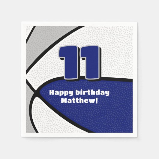 Serviette En Papier basket-ball gris bleu filles garçons (Devant)