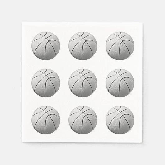 Serviette En Papier Basket-ball noir et blanc (Devant)