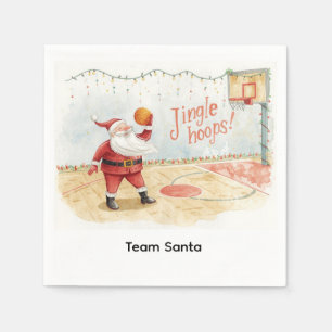 Serviette En Papier Basket-ball thème Noël avec le Père Noël