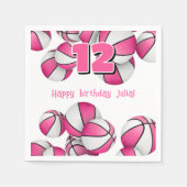 Serviette En Papier basket blanc rose anniversaire de enfant (Devant)