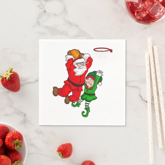 Serviette En Papier Basket de Noël Santa Claus Slam Dunk Elf Fun (En situation)