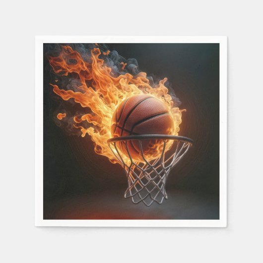 Serviette En Papier Basket flamboyant dans le cerceau (Devant)