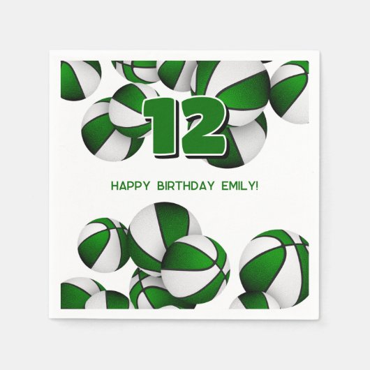 Serviette En Papier basket vert filles garçons sport party (Devant)