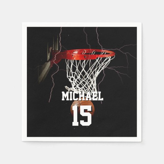 Serviette En Papier Basketball Ajouter Votre Nom Et Votre Numéro (Devant)