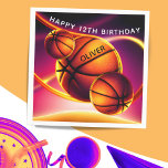 Serviette En Papier Basketball Ball Sports Bonne fête d'anniversaire<br><div class="desc">Basketball Personnalisé Ball Vivid Sports Joyeux Anniversaire Serviettes. Ce design moderne a un ballon de basket sur un arrière - plan vivant et dynamique. Le thème du basket le rend parfait pour l'anniversaire d'un fan de basket. Ajoutez votre nom et votre âge.</div>