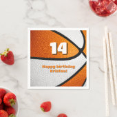 Serviette En Papier Basketball blanc orange filles fête sportive (En situation)