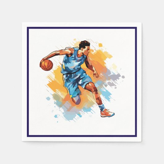 Serviette En Papier Basketball Cocktail Taille Napkins (Devant)