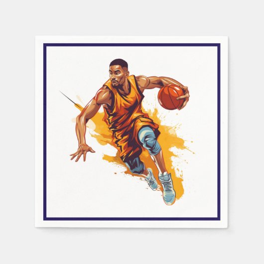 Serviette En Papier Basketball Cocktail Taille Napkins (Devant)
