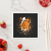 Serviette En Papier Basketball Grunge Paint Splatz orange Noir (En situation)