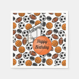 Serviette En Papier Basketball Joyeux Anniversaire Personnalisé
