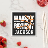 Serviette En Papier Basketball Orange Black Bonne fête d'anniversaire (En situation)