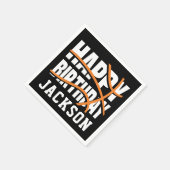 Serviette En Papier Basketball Orange Black Bonne fête d'anniversaire (Coin)