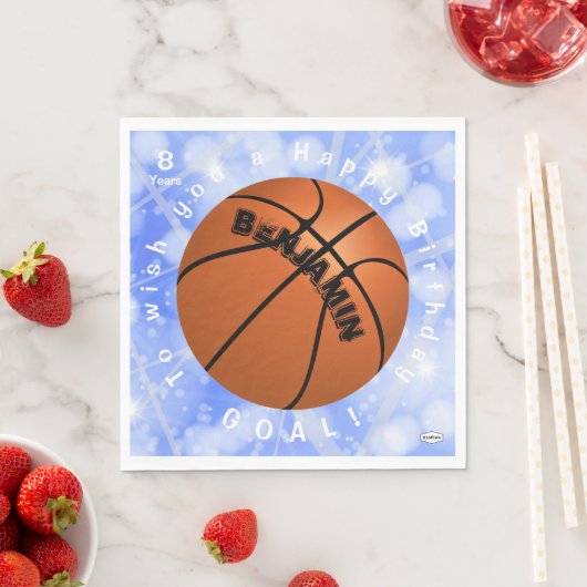Serviette En Papier Basketball Papier Napkin Anniversaire Thème HAMbyW (En situation)