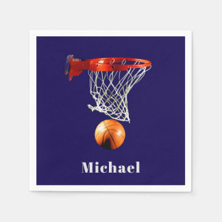 Serviette En Papier Basketball Remplacez par Votre Nom