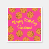 Serviette En Papier Basketball Sports Anniversaire fête rose (Devant)