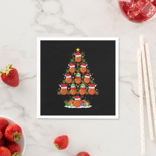 Serviette En Papier Basketball Xmas Tree Lights Funky Père Noël Basket (En situation)