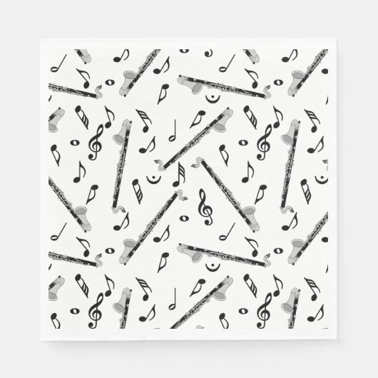 Serviette En Papier Bass Clarinet Music Note Motif (Devant)