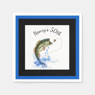 Serviette En Papier Bass Fishing 50e fête d'anniversaire