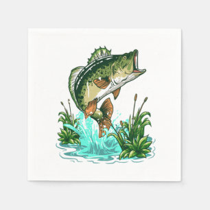 Serviette En Papier Basse Pêcheur Grand Bouche Basse Pêche