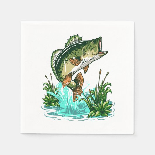 Serviette En Papier Basse Pêcheur Grand Bouche Basse Pêche (Devant)