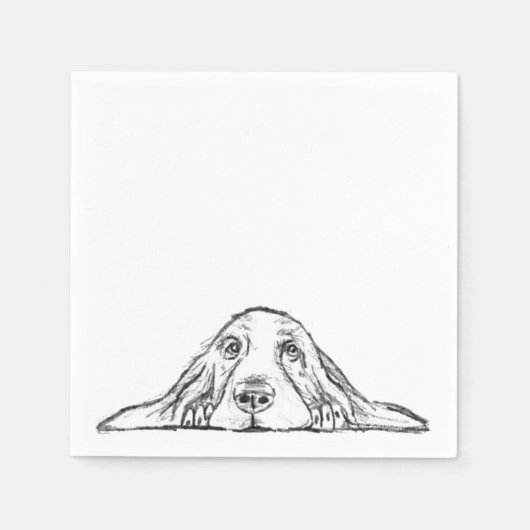 Serviette En Papier basset blanc (Devant)