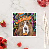 SERVIETTE EN PAPIER BASSET HOUND (En situation)