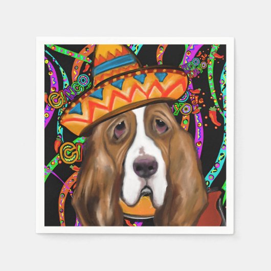SERVIETTE EN PAPIER BASSET HOUND (Devant)