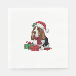 Serviette En Papier Basset Hound Chien Fêtes de Noël Père Noël D