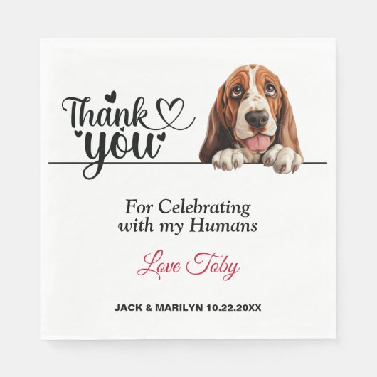 Serviette En Papier Basset Hound Chien Mariage Cocktail (Devant)