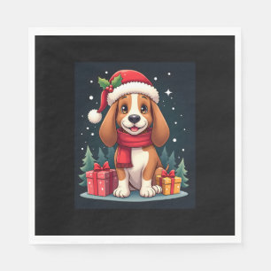 Serviette En Papier Basset Hound Chien vêtements de Noël Santa Hat Chi