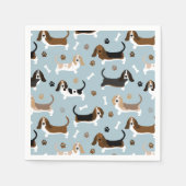 Serviette En Papier Basset Hound Chig Bones et Patrouilles serviettes (Devant)