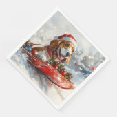 Serviette En Papier Basset Hound Dog in Sledge Let it Neige Noël (Coin)