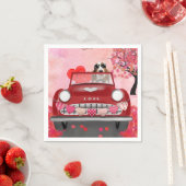 Serviette En Papier Basset Hound voiture avec les coeurs Valentine's (En situation)