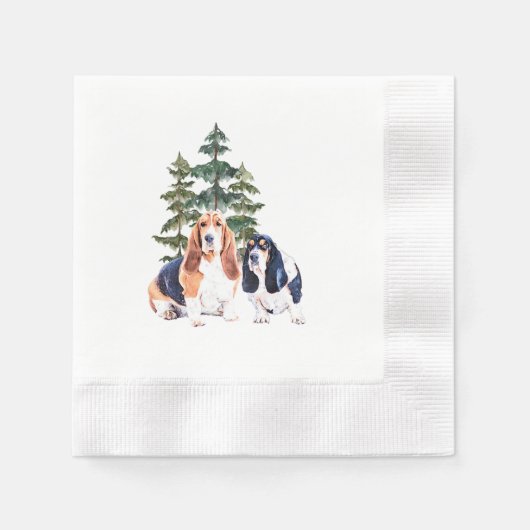 Serviette En Papier Basset Hounds (Devant)