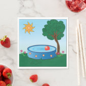 Serviette En Papier Bassin Enfants Sous Un Arbre (En situation)