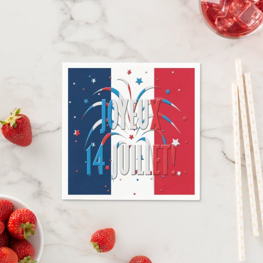 Serviette En Papier Bastille Day, Joyeux 14 juillet (En situation)